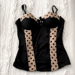 Block and tab polka dot lingerie top